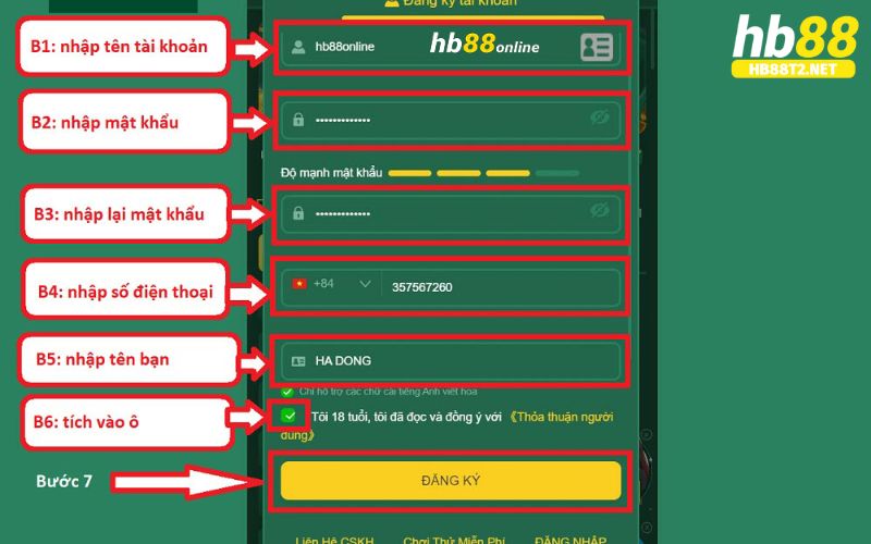 Đăng ký tài khoản HB88 phải đảm bảo đúng thông tin